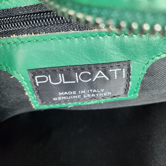 Pulicati Kelly Green Genuine Woven Italian Leather Satchel Tote Laptop Bag - Picture 5 of 12